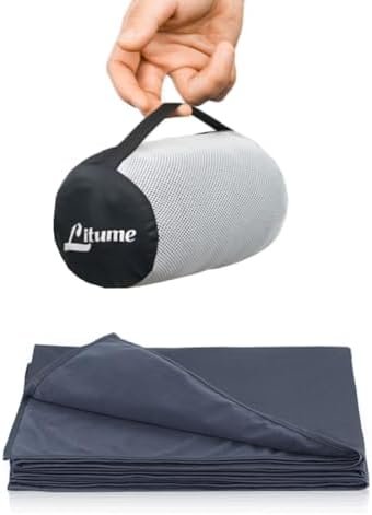 Litume Ultralight Travel Blanket and Breathable, 170 x 122 cm Soft Plane Blanket for Travellers, Foldable Camping Blanket with Pack Sack for Travel, Train, Plane, Car, Camp