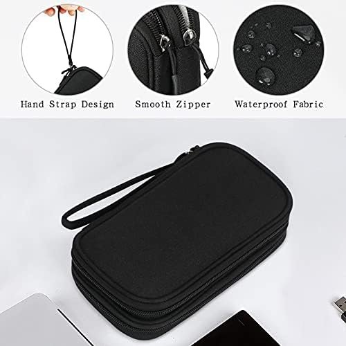 Skycase Cable Bag, Electronics Bag, Electronic Accessories Organiser, Portable Cable Organiser, Double Cable Bag, for USB Powerbank, SD Card, Charging Cables, 19 x 11 x 5.5 cm, Black - Image 4