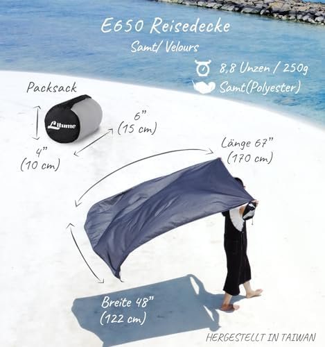 Litume Ultralight Travel Blanket and Breathable, 170 x 122 cm Soft Plane Blanket for Travellers, Foldable Camping Blanket with Pack Sack for Travel, Train, Plane, Car, Camp - Image 3