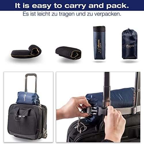 alkamto Travel Pillow - Camping Pillow - Memory Foam with Extra Cotton Cover - Includes Bag - Orthopaedic Neck Support Pillow Visco Foam - Temperature Regulation (40 x 25 x 10 cm, Black) - Image 3