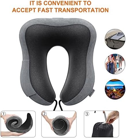 Travel Pillow Memory Foam Neck Pillow Lightweight Quick Pack for Aeroplane Train Car Neck Support Pillow for Travel Camping - Image 2