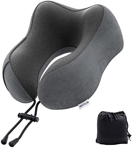 Travel Pillow Memory Foam Neck Pillow Lightweight Quick Pack for Aeroplane Train Car Neck Support Pillow for Travel Camping