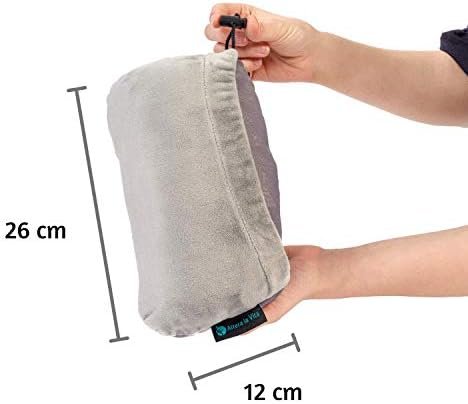 ALTERA LA VITA Travel Pillow Neck Pillow Made of Crushed Memory Foam – Compactable – for Aeroplane, Train, Car, Outdoor, Camping, Ultralight, Small, Cuddly Soft, gray - Image 5