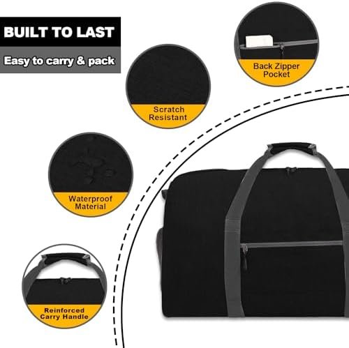 Men's Travel Bag, Foldable Travel Bag with Shoe Compartment, Black, A Black, travel bag - Image 4