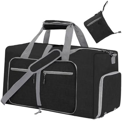 Men's Travel Bag, Foldable Travel Bag with Shoe Compartment, Black, A Black, travel bag