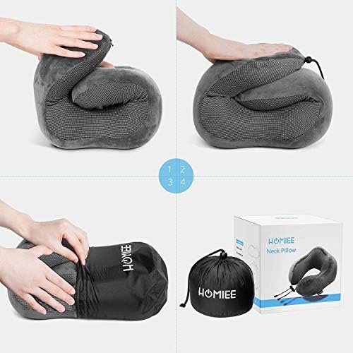 HOMIEE Neck Pillow Aeroplane Car Travel Pillow Memory Foam Comfy Ergonomic Neck Support Pillow Orthopaedic Pillow Adults - Image 5