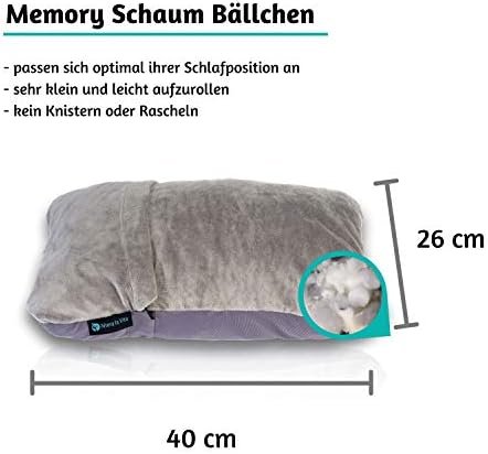 ALTERA LA VITA Travel Pillow Neck Pillow Made of Crushed Memory Foam – Compactable – for Aeroplane, Train, Car, Outdoor, Camping, Ultralight, Small, Cuddly Soft, gray - Image 2