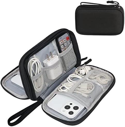 Simpolor Cable Bag, Double Layer Electronic Organiser Bag for Cables, Travel Cable Organiser, Electronic Accessories Case for Cable, Power Bank, USB Drive, Charger, Mouse, SD Cards - Black