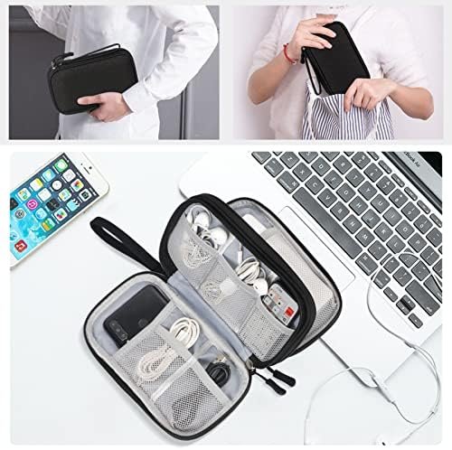 Simpolor Cable Bag, Double Layer Electronic Organiser Bag for Cables, Travel Cable Organiser, Electronic Accessories Case for Cable, Power Bank, USB Drive, Charger, Mouse, SD Cards - Black - Image 7