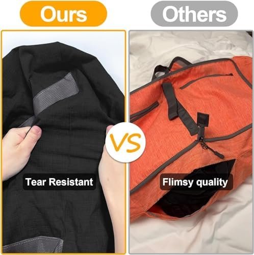 Men's Travel Bag, Foldable Travel Bag with Shoe Compartment, Black, A Black, travel bag - Image 3