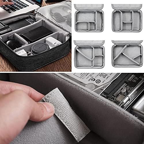Organiser Bag, Travel Electronic Case 3 Layers Large Capacity Multifunctional Waterproof Shockproof Case for Cable, iPad, Charger, Mobile Phone, Hard Drives, Power Bank, etc (Black), black - Image 3