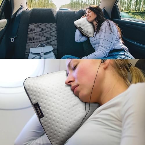 alkamto Travel Pillow, Camping Pillow, Ergonomic Memory Foam Pillow with Temperature-Regulating Cover, Oeko-Tex, Made in Green - Image 6