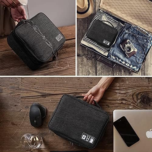 Organiser Bag, Travel Electronic Case 3 Layers Large Capacity Multifunctional Waterproof Shockproof Case for Cable, iPad, Charger, Mobile Phone, Hard Drives, Power Bank, etc (Black), black - Image 7